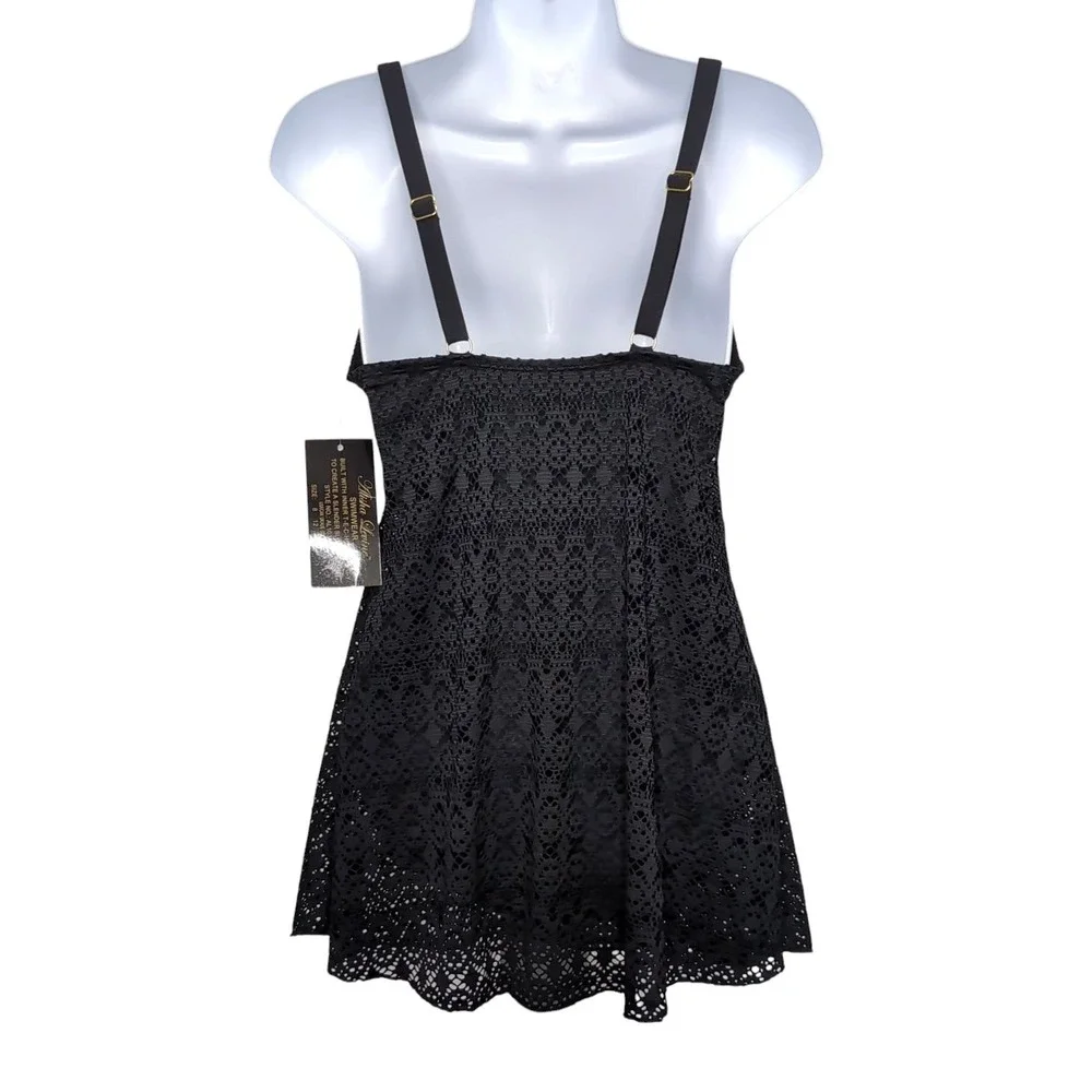ALISHA LEVINE Swim Dress Womens Size 12 Black Crochet Swimsuit Swimwear NEW NWT - Picture 3 of 11